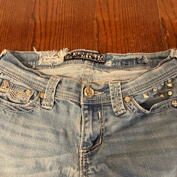 AFFLICTION Jenna Jeans Women 28x32 Gothic Studs Denim Crystal Grunge Thrashed - Picture 5 of 16